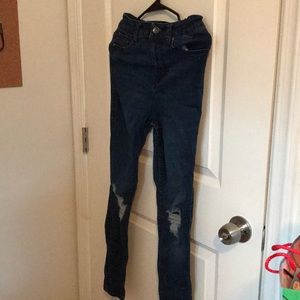 Dark wash ripped jeans